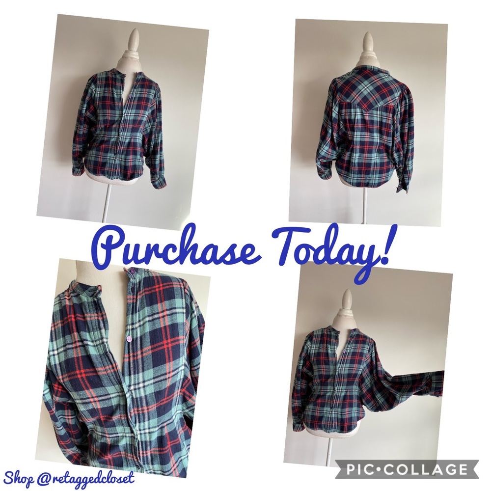 Kimchi & Blue Plaid Flannel Batwing Top
